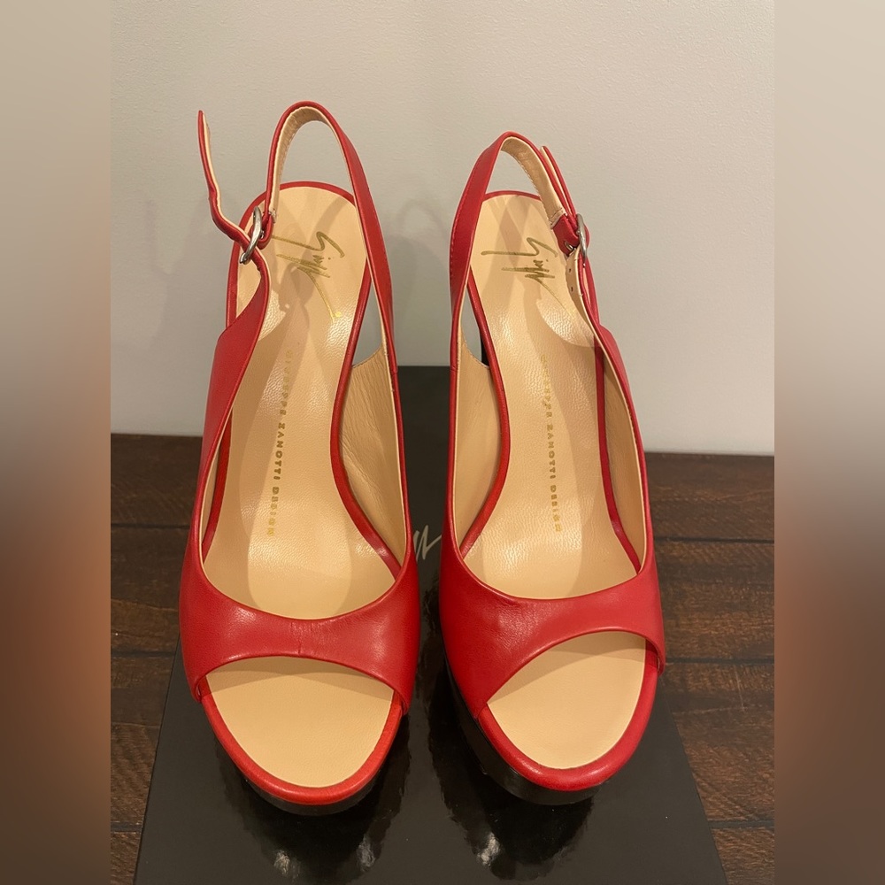 Giuseppe Zanotti slingback red size 37/6.5, brand new in original box